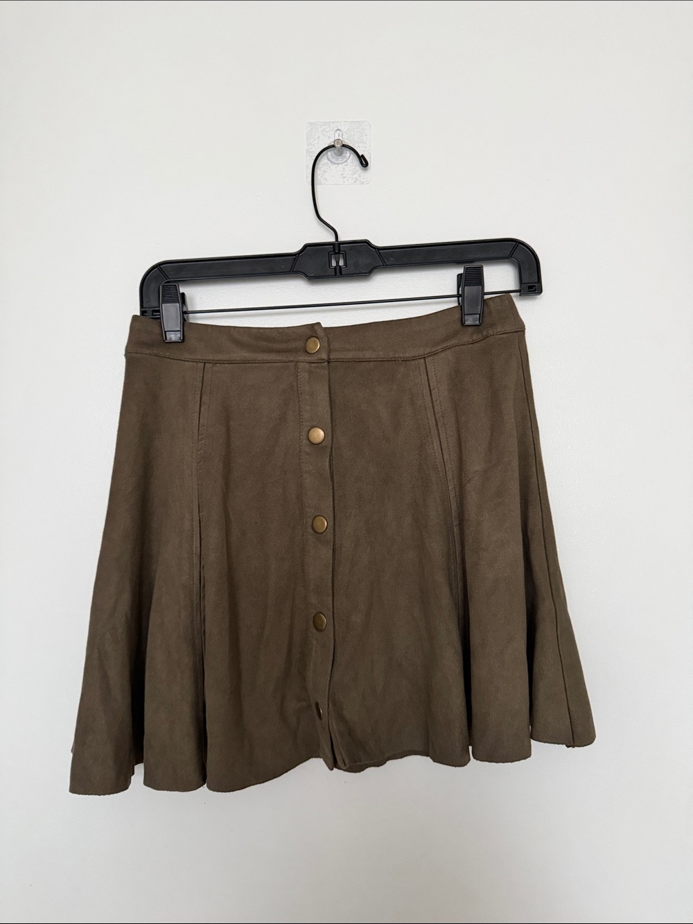 Design Lab Lord & Taylor Olive Brown Button-Front Skater Skirt